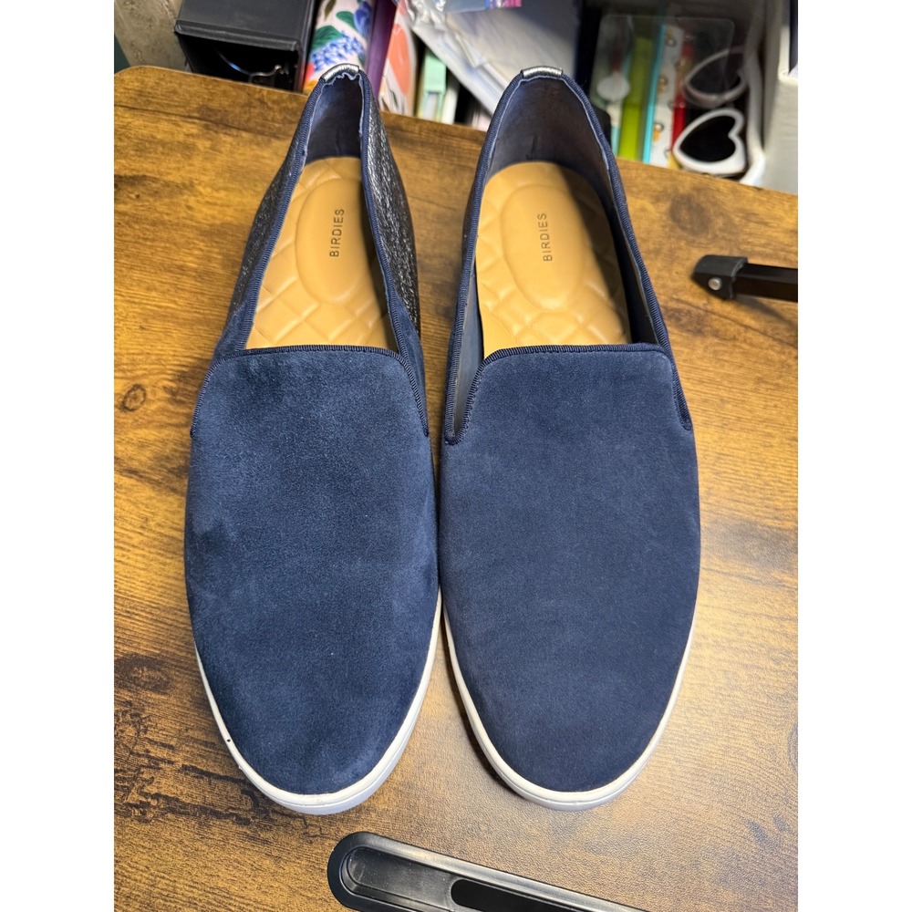 Birdies‎ The Swift Night Sky Slip On Sneakers Size 10 Navy Blue Suede & Leather